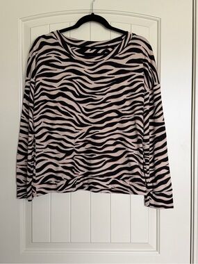 kate spade Pink and Black Zebra Stripe Long Sleeve Top